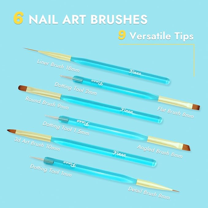 Finea Nail Art Brushes and Dotting Tools 6pcs Set - Image 2