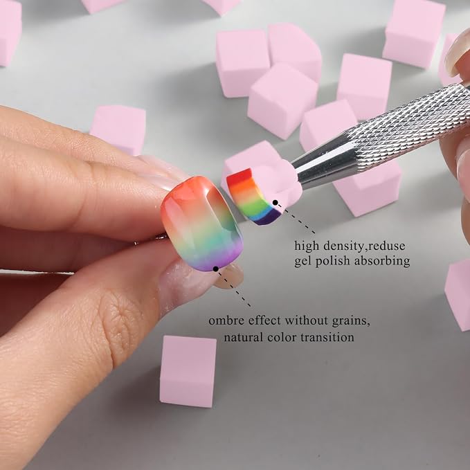 100Pcs Soft Nail Sponges for Ombre, Gradient Effect Pink Nail Art Sponges - Image 4