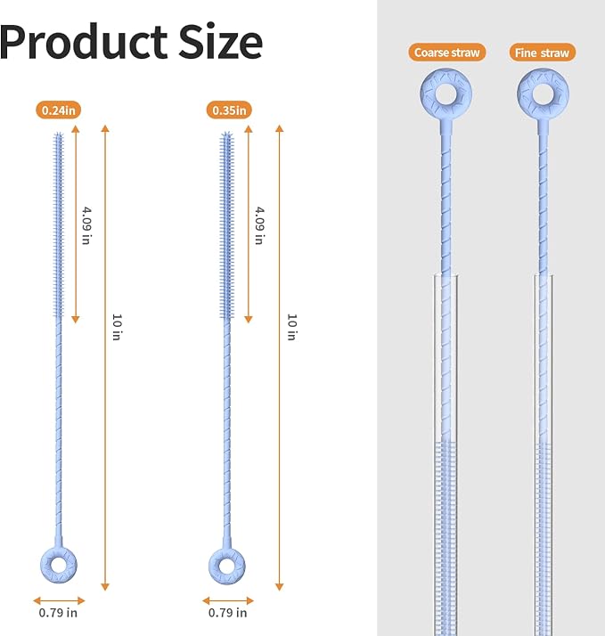 2Pcs Silicone Straw Cleaner Brush, Dual-Size Brushes, Clean - Image 2