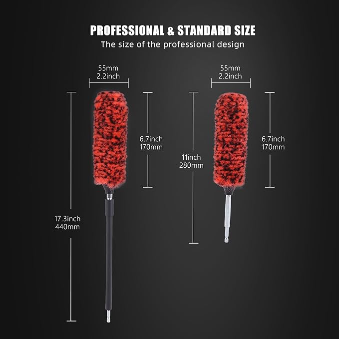 SPTA 1 Pc Soft Microfiber Extended Reach Rim Drill Wheel Brush, Microfibre - Image 2