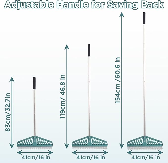 Artificial Turf Rake with Adjustable Steel Handle from 32 to 61 Inch, Durable - Image 2