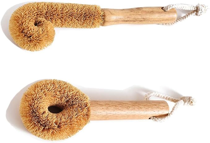 Wodden Cleaning Brush, Bottle Washing Brush, Pan Scrub Brush, Natural Coconut by BIEAEIA