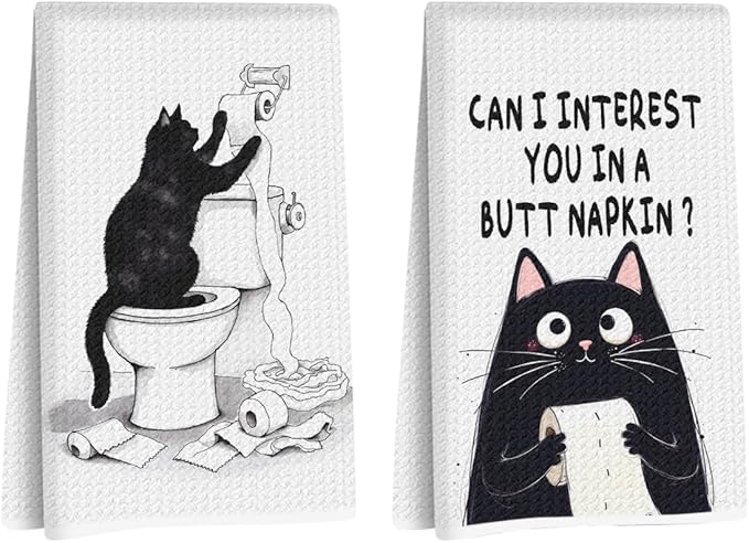 Hanamiya Na 2Pcs Funny cat Hand Towel by Hanamiya+Na