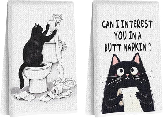 Hanamiya Na 2Pcs Funny cat Hand Towel by Hanamiya+Na