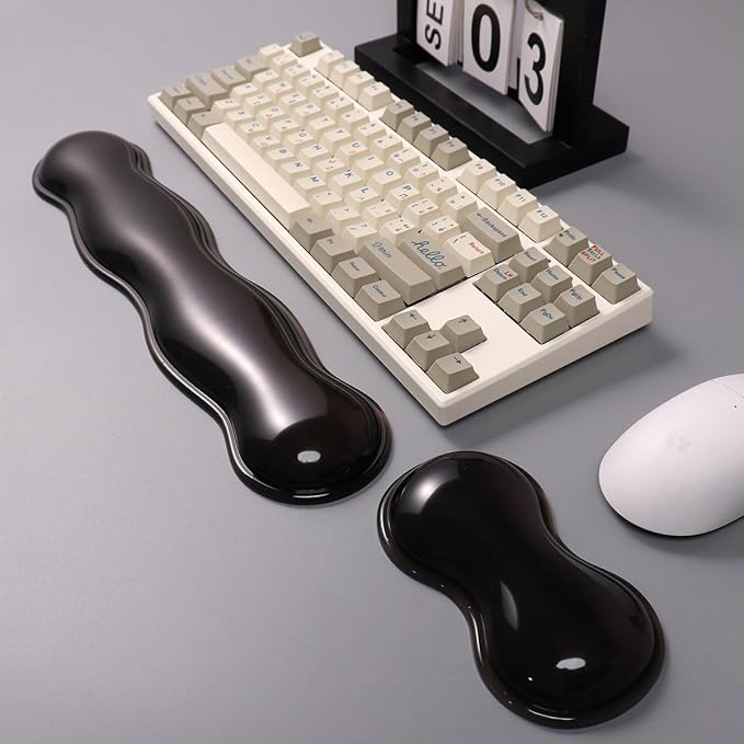 Ergonomic Silicone Gel Keyboard and Mouse Wrist Rest Set – Clear Wrist Rest - Image 4