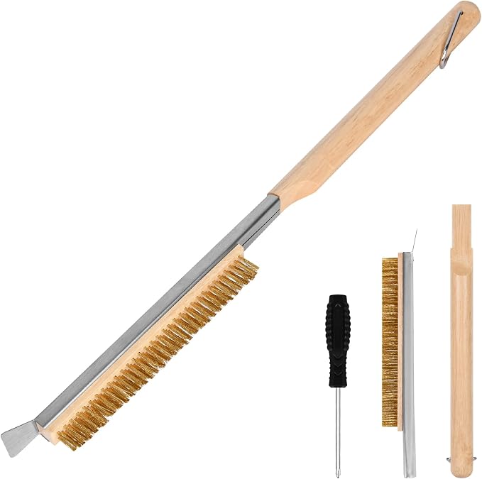 Pizza Oven Brush, BBQ Grill Cleaning Brush Non Scratch Heat Proof Brass Bristles by Aolso