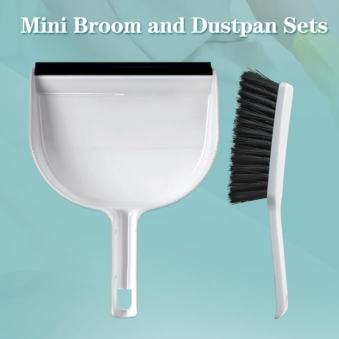 Zubebe 12 Pcs Mini Dustpan and Brush Set, Small Broom and Dustpan Set Small - Image 3