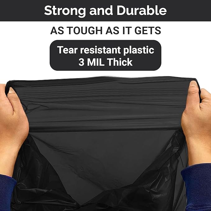 Extra Heavy Duty Black Contractor Garbage Bags 55 Gallon, 50 Trash Bags - Image 7