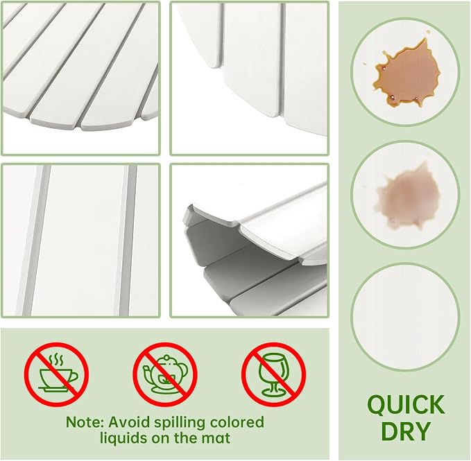 Stone Drying Mat for Kitchen Counter Oval, 23.62"x15.35", Collapsible Quick Dry - Image 3