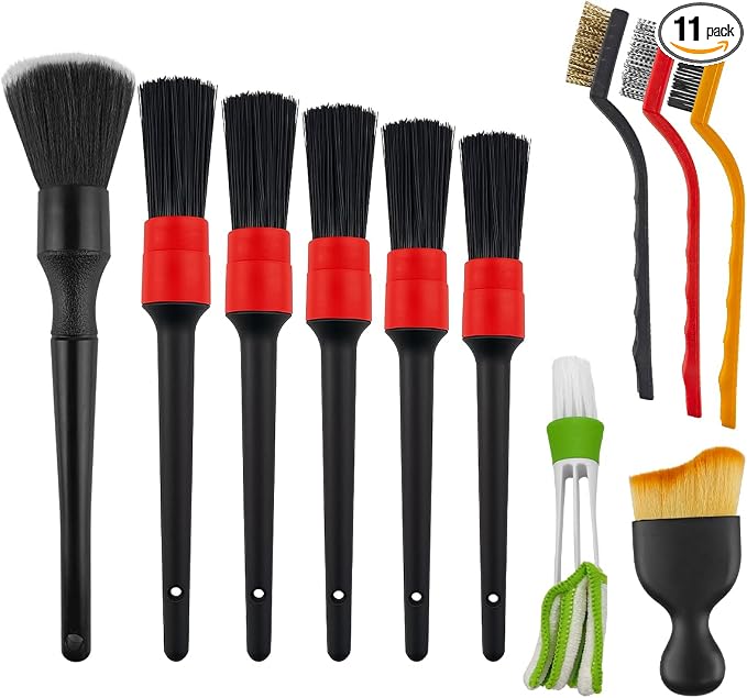 11PCS Car Detailing Brush Set, Soft Boar Hair Vehicle Interior Exterior Detail by Unknown
