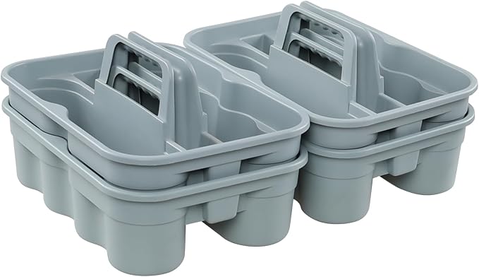 4 Packs Commercial Products Deluxe Carry Caddy, Plastic Cleaning Supplies Caddy - Image 7