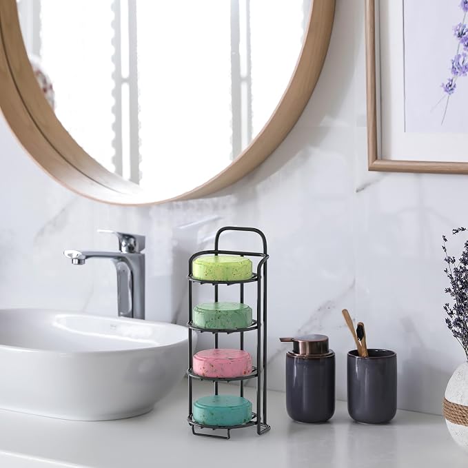 4-Tier Shower Soap Shampoo Bar Holder, Self Adhesive & Freestanding Draining - Image 5