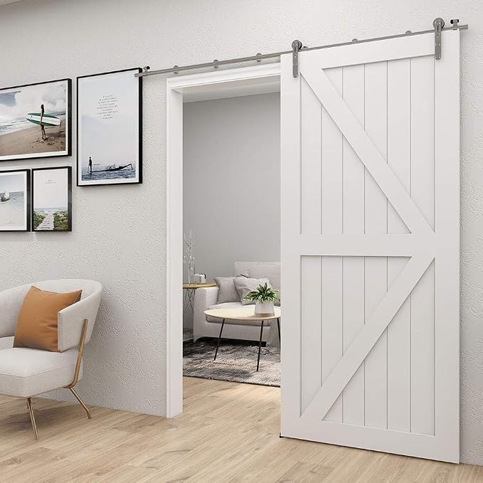 TSMST 7.5FT Sliding Barn Door Hardware Kit, Stainless Steel Heavy Duty Sturdy - Image 5