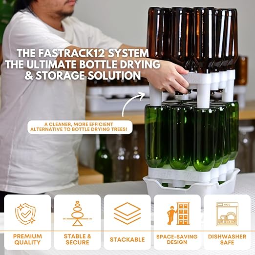FASTFERMENT - 12-Bottle Drying Rack & Tray| Bottle Drying Tree Alternative | - Image 4
