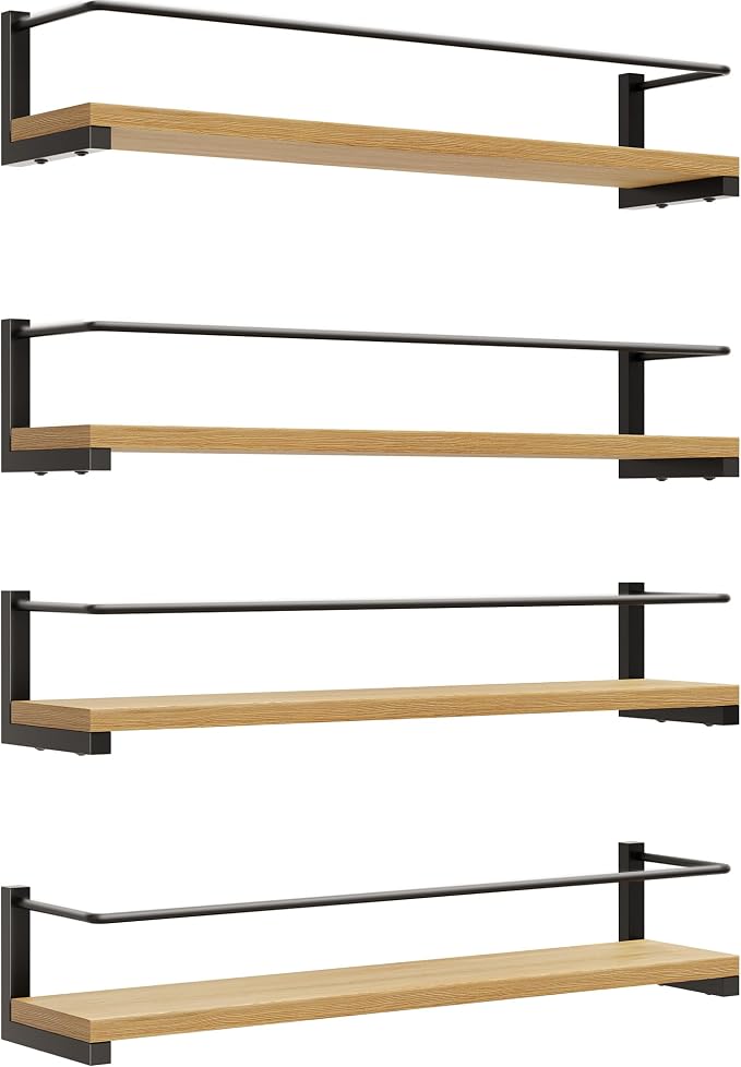 OROPY Spice Rack Wall Mounted, Rustic Wood Hanging Rack by OROPY