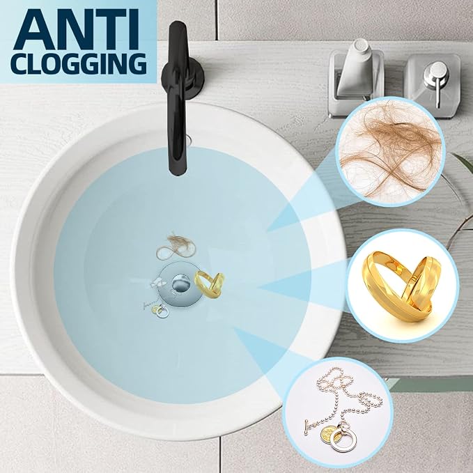 Universal 2 in 1 Bathroom Sink Stopper, Pop Up Bathroom Sink Drain Strainer - Image 4