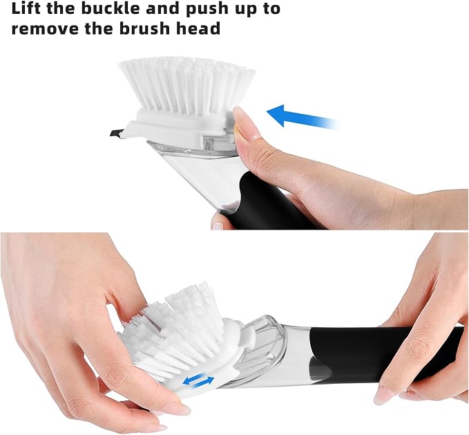 SUBEKYU Dish Brushes with Soap Dispenser, Kitchen Dish Scrubber Brushes with - Image 6