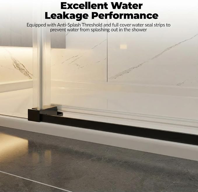 Frameless Shower Door, Adjustable 56"-60" Width x 76" Height, 6mm SGCC Tempered - Image 5