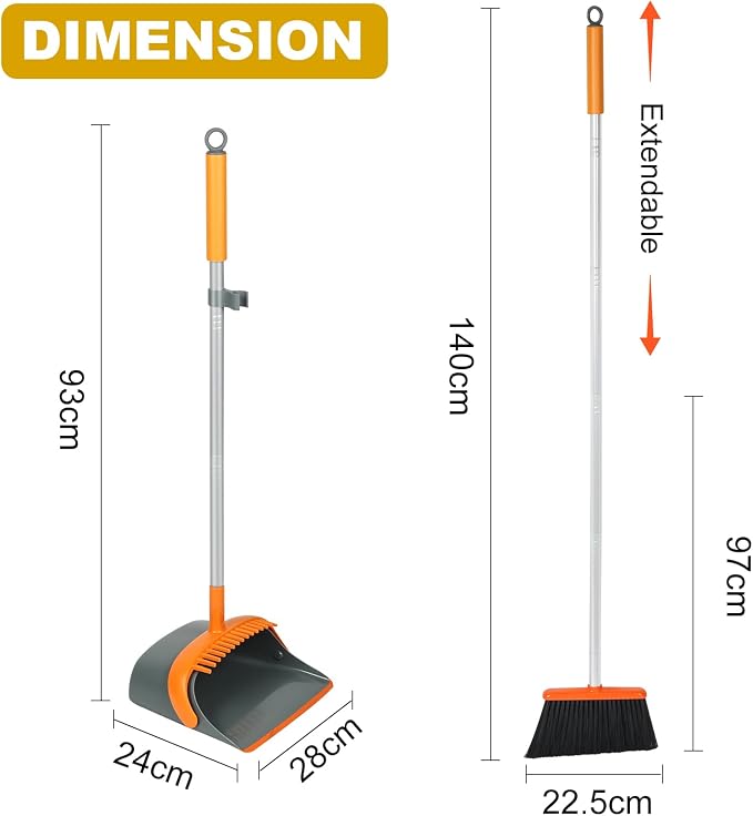 Broom and Dustpan Set with 54 Inch Long Handle - Image 2
