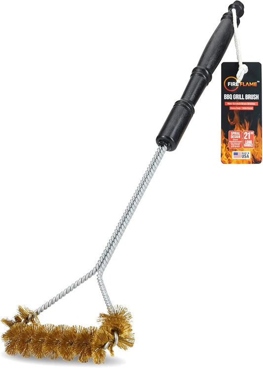Fireflame BBQ Grill Brush – Non-Scratch Brass Bristles by Kiknek