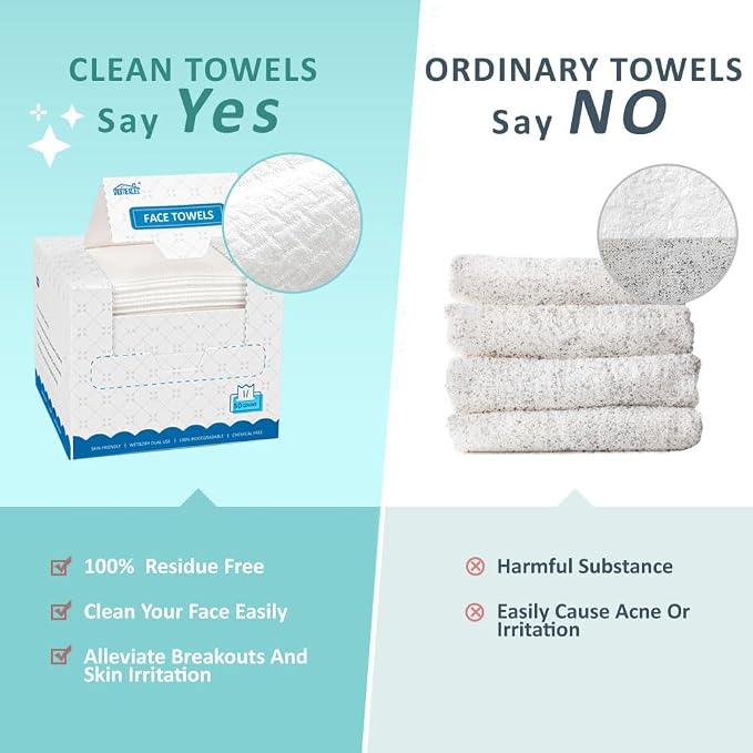HOMEXCEL Face Towels, Disposable Face Towelette, Biodegradable Makeup Remover - Image 6