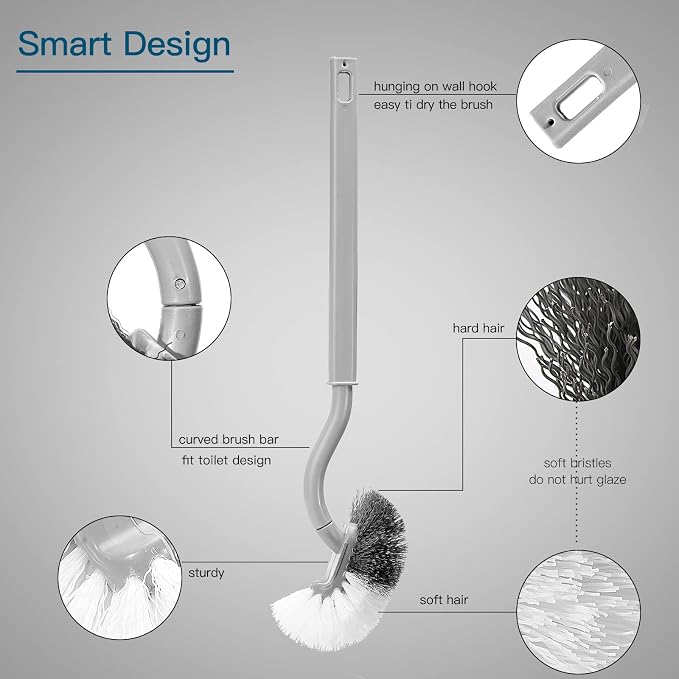 2Pcs Curved Toilet Bowl Brush Without Holder - Image 2