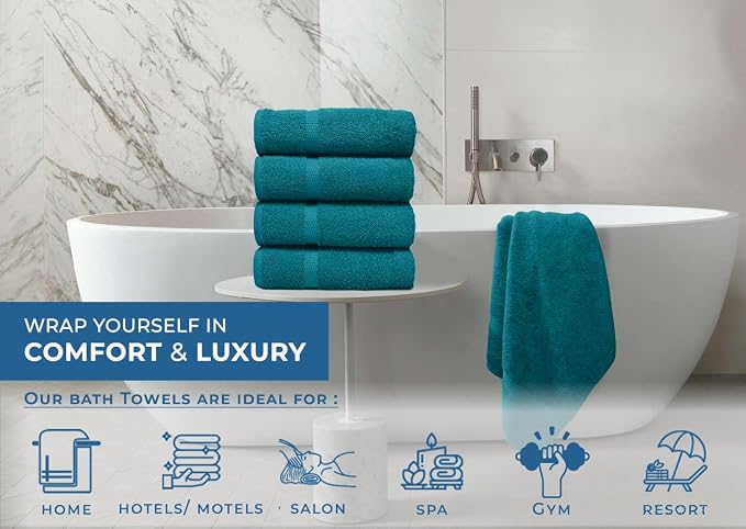 DAN RIVER Bath Towels Set of 4, 27 x 54 Inches, 100% Cotton, Larger & Lighter - Image 5
