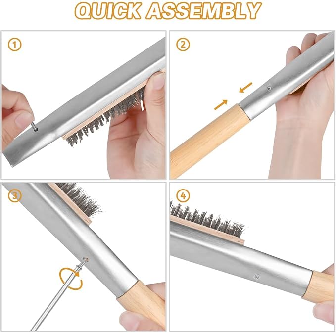 Pizza Oven Brush, BBQ Grill Cleaning Brush Non Scratch Heat Proof Stainless - Image 4