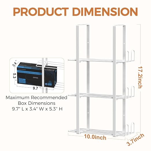 Glove Holder Dispenser for Wall Mount, Wall-Mounted Rubber Box Holder, Tissue - Image 3