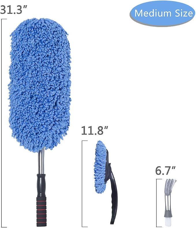 Microfiber Car Duster Exterior Scratch Free, Extendable Handle Interior - Image 2