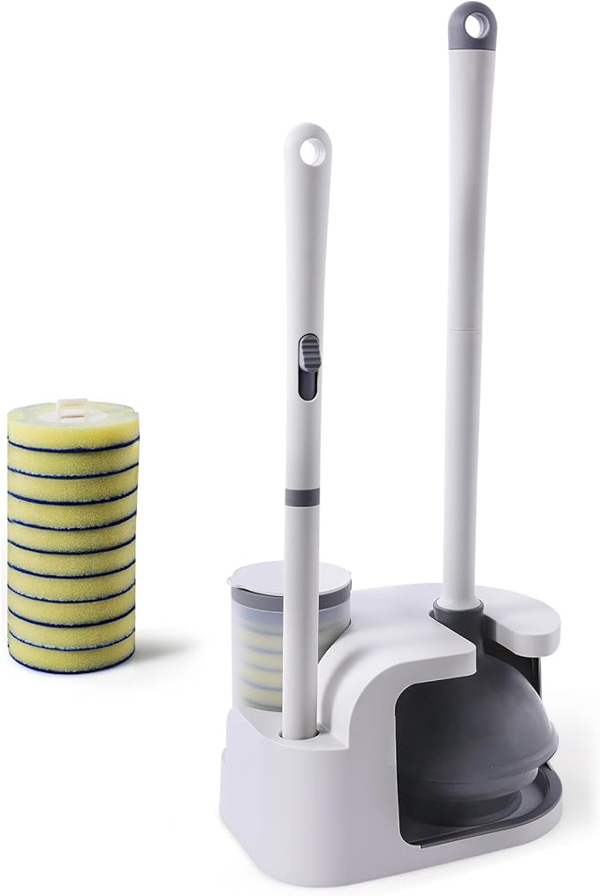 Eyliden Disposable Toilet Brush and Plunger Combo | 2-in-1 Toilet Bowl Wand Kit by Eyliden