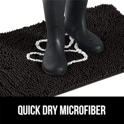 GORILLA GRIP SOAKSTOPPER Dog Door Mat, 48x30 Machine Washable Rug Absorbent Doormat Captures Moisture Mud Dirt, Quick Dry Soft Chenille Entryway Rugs Indoor Entrance Mats for Dog Paws, Black White