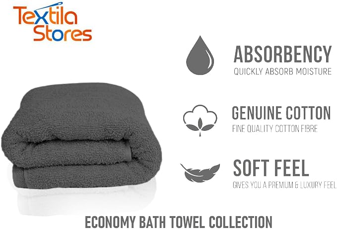 Basic Medium Bath Towels 24x48 Inches – Pack of 6 – Grey Color – Soft and - Image 6