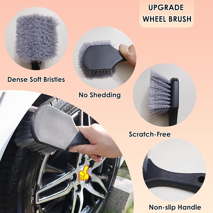 Tire Brush Wheel Cleaner Brush, Soft Bristle Cleaning Brush, Car Wash Brush - Image 3