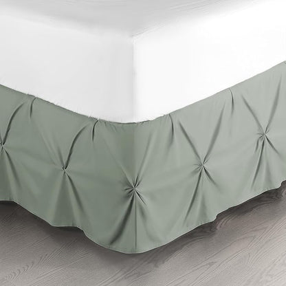 Nestl Sage Green Bed Skirt Queen Size, Pinch Pleat Queen Bed Skirt, 14" Inch Drop Queen Bedskirt, Hotel Quality Sage Green Bed Skirts, Microfiber Bedskirt for Queen Bed, Sage Green Queen Bed Skirt
