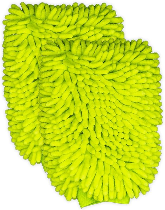 2 Pack Microfiber Car Wash Mitt | Ultra-Soft Chenille | Car Wash Detailing | by NRSIndustries