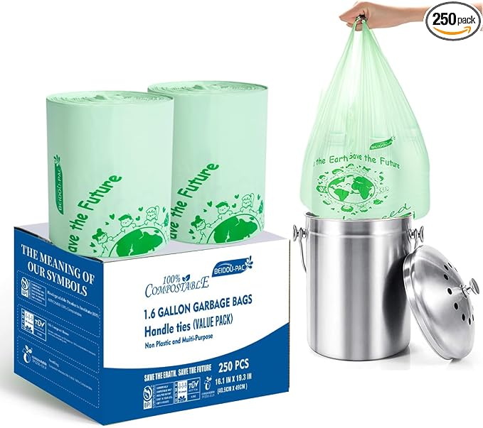 1.6 Gallon Compostable Trash Bags by BEIDOU-PAC