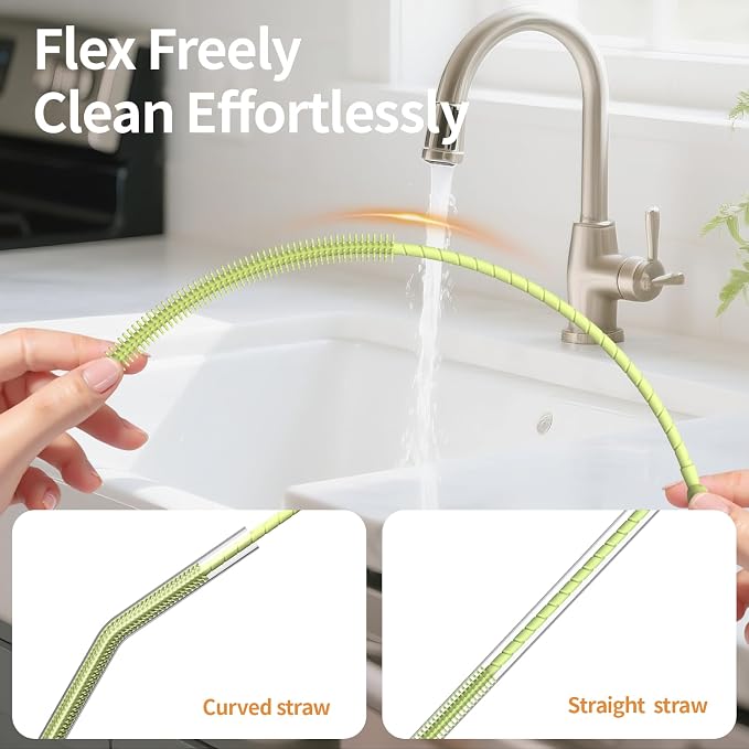 2Pcs Silicone Straw Cleaner Brush, Dual-Size Brushes, Clean - Image 4
