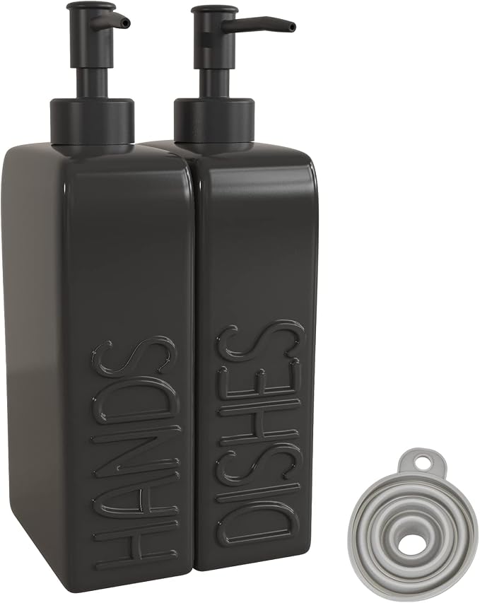 Ceramic Soap Dispenser Set, 2 Pack Kitchen Dispenser by Karisky