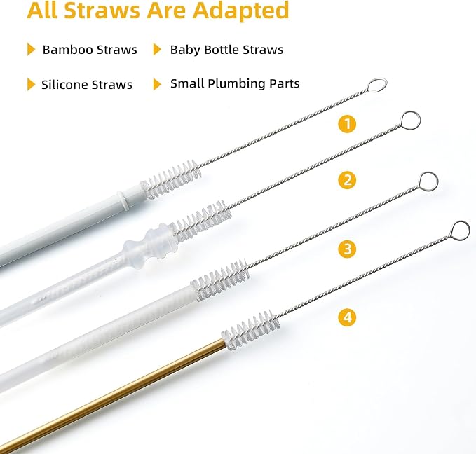 Straw Cleaner Brush Kit 10 pcs, 8 inche Extra Long Sizes of Straw Brushes - Image 3