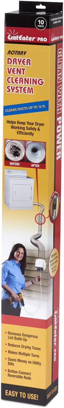 RLE24PRO Pro Rotary Dryer Vent Cleaning System, Removes Lint, Extends Up to 24’ by Gardus