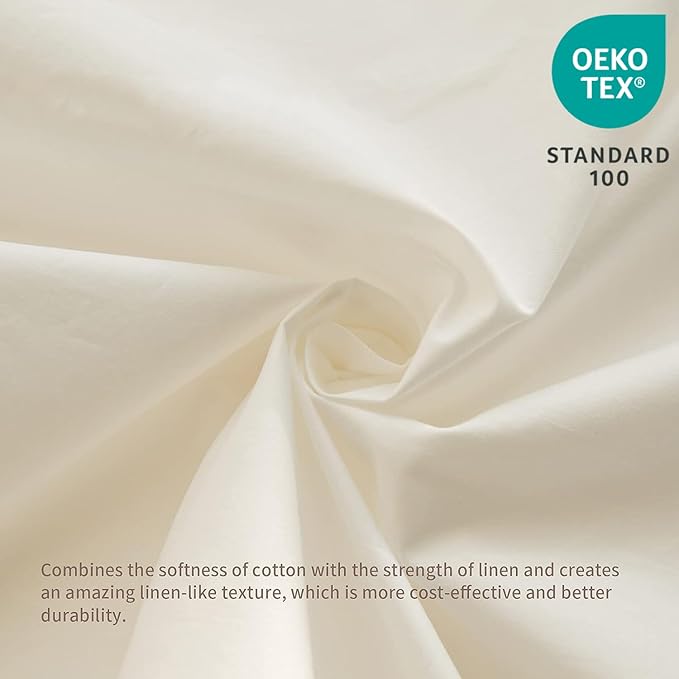 BISELINA French Linen Bed Skirt with Pleated Frills 22-Inch Tailored Drop Natural Flax Cotton Blend Dust Ruffle Soft Cozy Farmhouse Bedding (22" California King, Ruffle White)