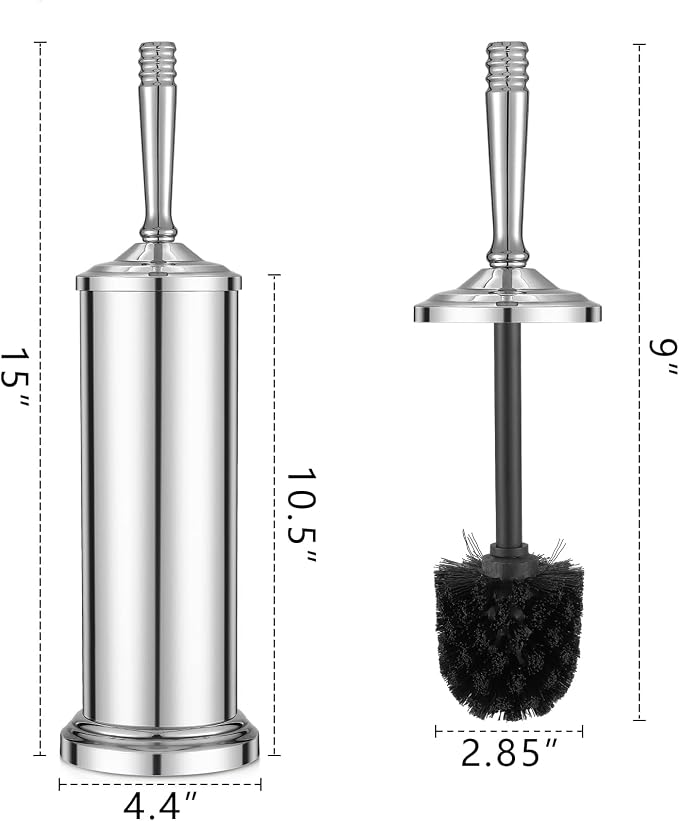Chrome Toilet Brush and Holder Set, Stainless Steel Toilet Brush - Image 3