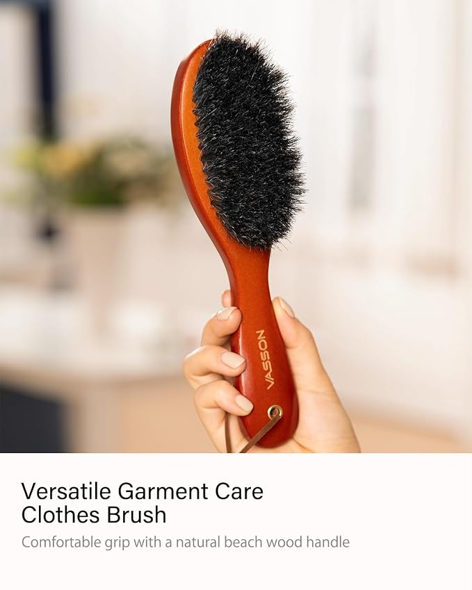 VASSON Clothes Brush, Pure Horse Bristle Garment Brush Removes Lint, Pet Hair - Image 2