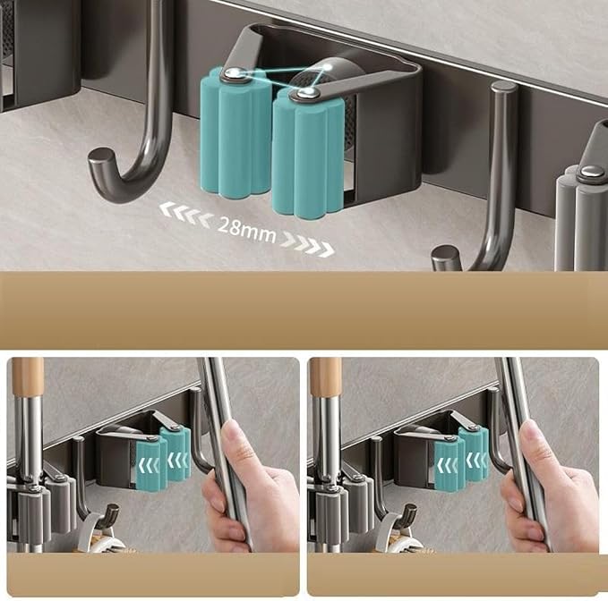 Wall Mount Mop and Broom Holder – Heavy Duty SUS304 Stainless Steel Organizer - Image 4