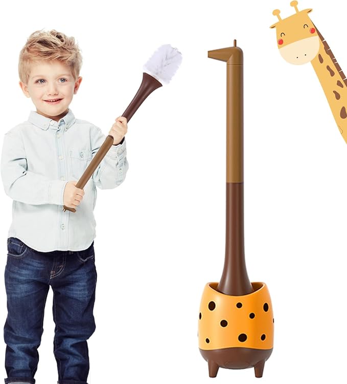 Toilet Brush Giraffe Shape, Cute Shape Look, PP Bristles Round Brush, Compact by XXFLOWER