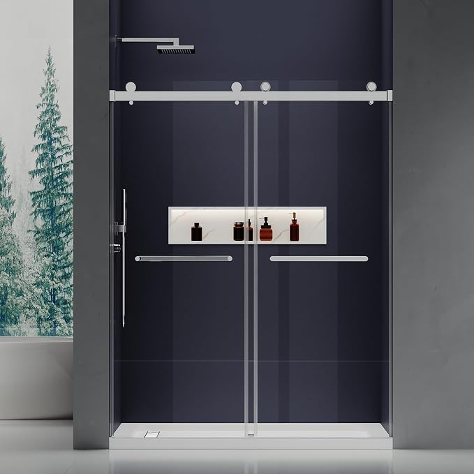 56-60" W x 76" H Double Sliding Frameless Shower Glass Door, 5/16" ANSI & SGCC by JONIVRAT