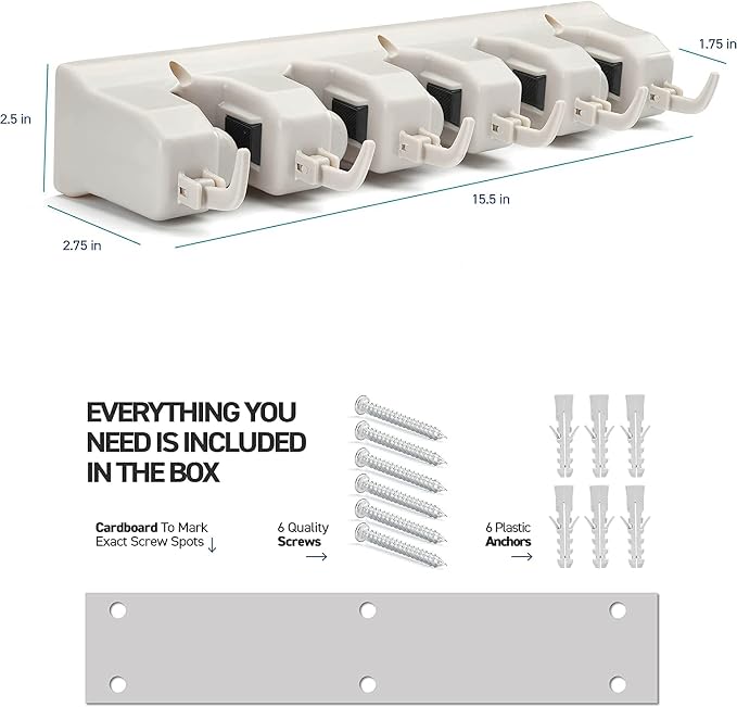 Mop and Broom Holder Wall Mount 2 Pack - Image 2