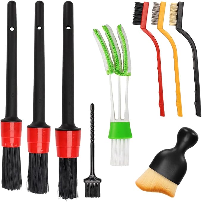 Auto Car Detailing Brush Set Car Interior Cleaning Kit Includes 3 Boar Hair by Unknown