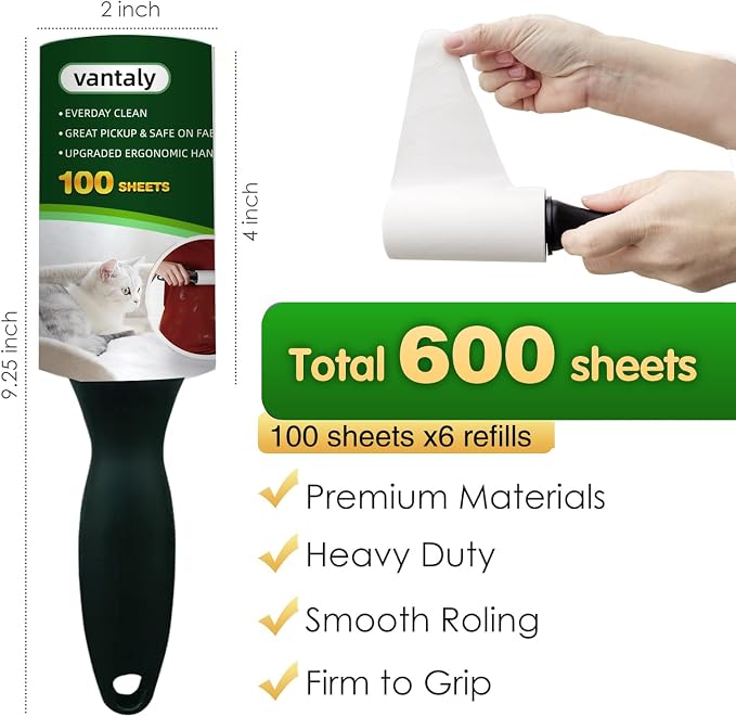 Lint Rollers for Pet Hair Extra Sticky, 600 Sheets Value Set Lint Roller - Image 3